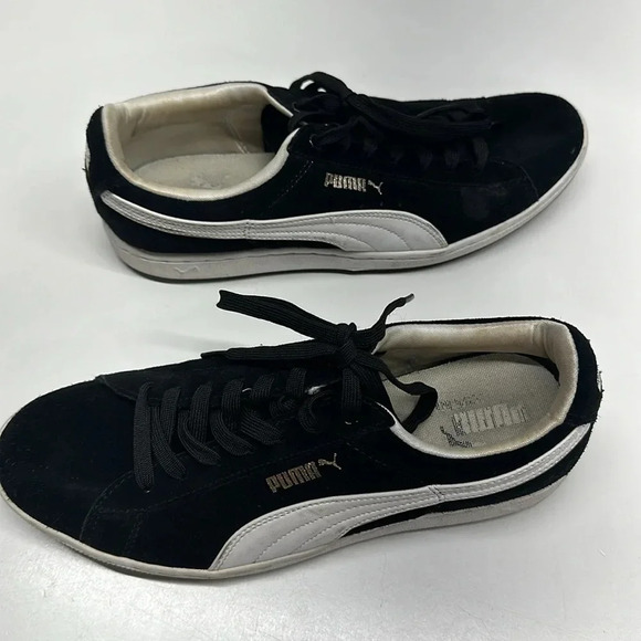 Puma Super Suede Eco Sneakers Lace Up Athletic Shoes Black White Womens Size 8.5 - Picture 1 of 10